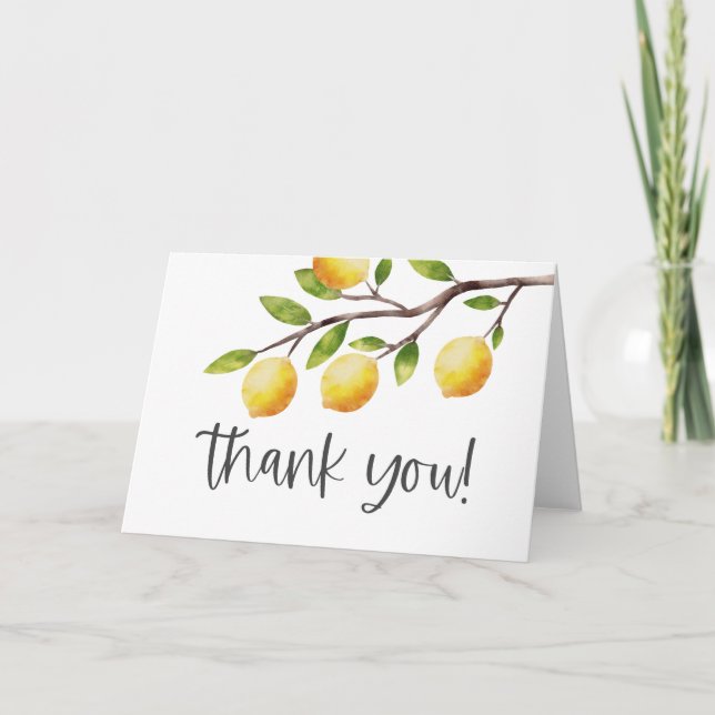 Tarjeta De Agradecimiento Lemon Theme Bridal Shower (Anverso)