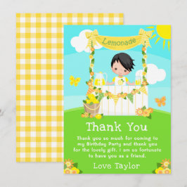 Tarjeta De Agradecimiento Lemonade Stand Birday Black Hair Boy