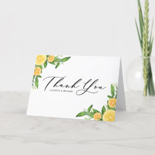 Tarjeta De Agradecimiento Lemones acuarela y Naranjas Boda de verano