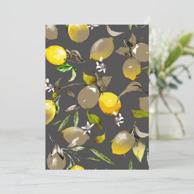 Tarjeta De Agradecimiento Lemones acuarelas 35 (Anverso de pie)