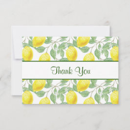 Tarjeta De Agradecimiento Lemones amarillos con patrón de hojas verdes graci