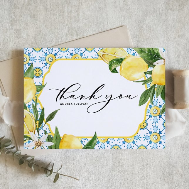 Tarjeta De Agradecimiento Lemones y flores Graduación mediterránea (Subido por el creador)