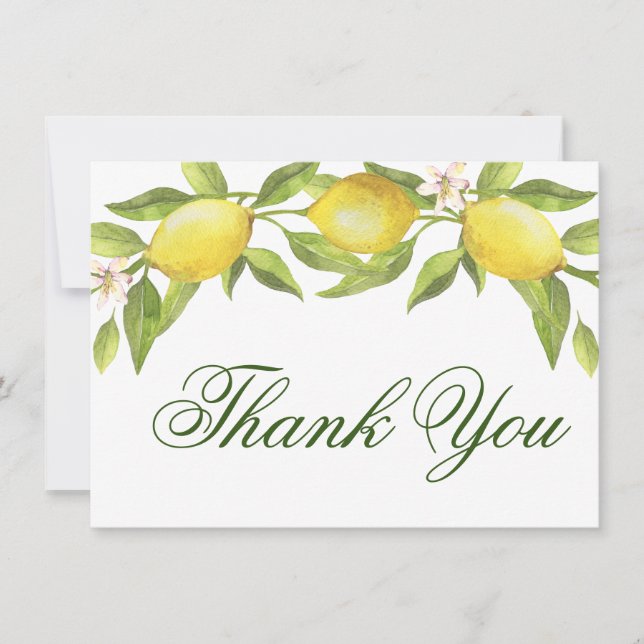 Tarjeta De Agradecimiento Lemons Blossom Greeneration Watercolor (Anverso)