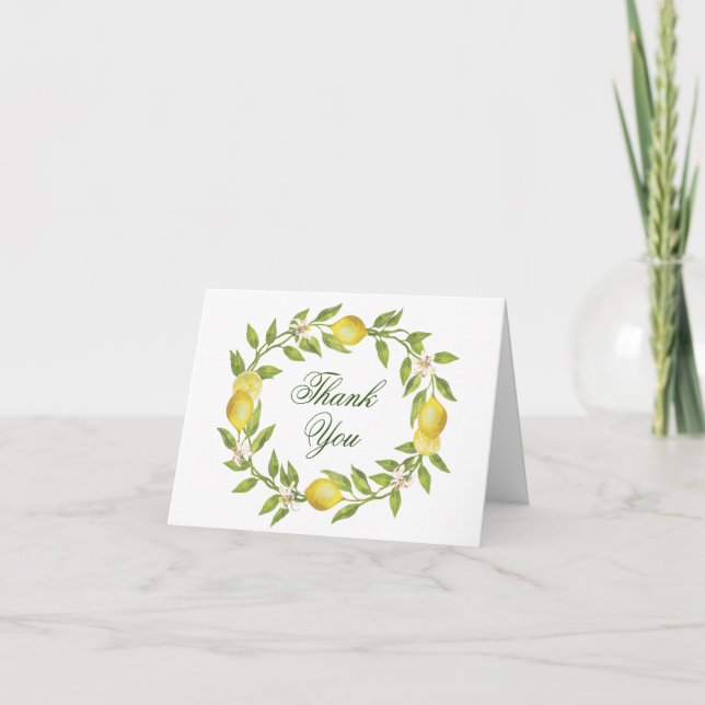Tarjeta De Agradecimiento Lemons Blossom Greeneration Watercolor (Anverso)
