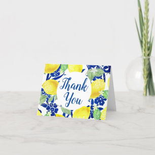 Tarjeta De Agradecimiento Lemons Country y Floral Azul Gracias