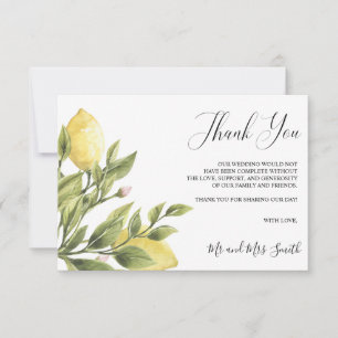 Tarjeta De Agradecimiento Lemons y te deja el depósito de fotos boda