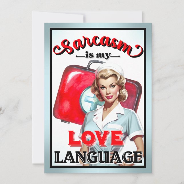 Tarjeta De Agradecimiento Lenguaje de amor para enfermera pequeña Pinup_ (Anverso)