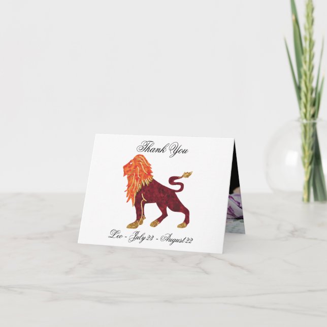 Tarjeta De Agradecimiento Leo Impresionist Painting Style & Gold (Anverso)