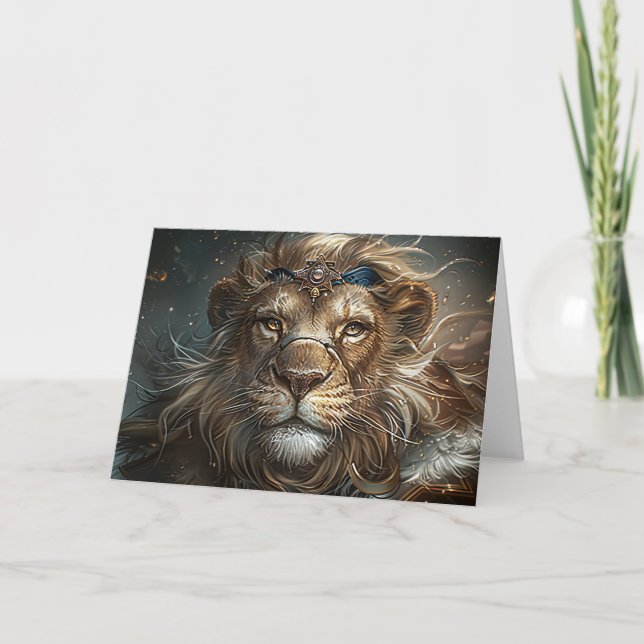 Tarjeta De Agradecimiento León de Steampunk (Anverso)