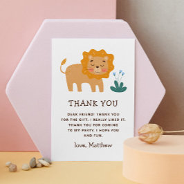 Tarjeta De Agradecimiento León lindo. Famoso zoológico animal safari niños c