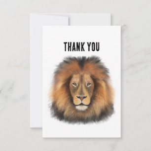 Tarjeta De Agradecimiento león rey de la selva acuarela masculina realista
