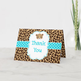 Tarjeta De Agradecimiento Leopard Print Blue Quatrefoil 'Gracias