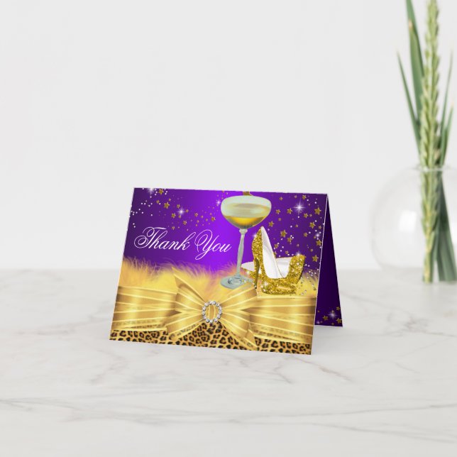 Tarjeta de agradecimiento Leopard Print & Heels Pu (Anverso)