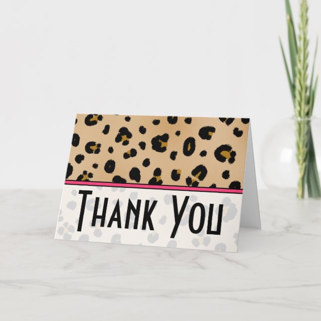 Tarjeta De Agradecimiento Leopard Print & Pink Gracias Card (Anverso)