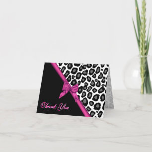 Tarjeta De Agradecimiento Leopard Spots y Ribbon Gracias