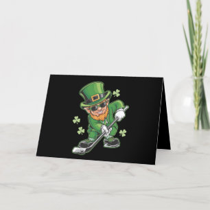 Tarjeta De Agradecimiento Leprechaun jugando hockey en el Día de San Patrici