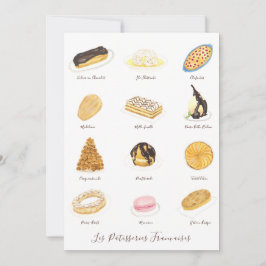 Tarjeta De Agradecimiento Les Pâtisserie Françaises acuarela