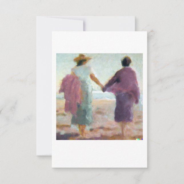 Tarjeta De Agradecimiento Lesbian Anniversary Card Two Women On The Beach (Anverso)