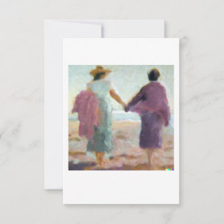 Tarjeta De Agradecimiento Lesbian Anniversary Card Two Women On The Beach