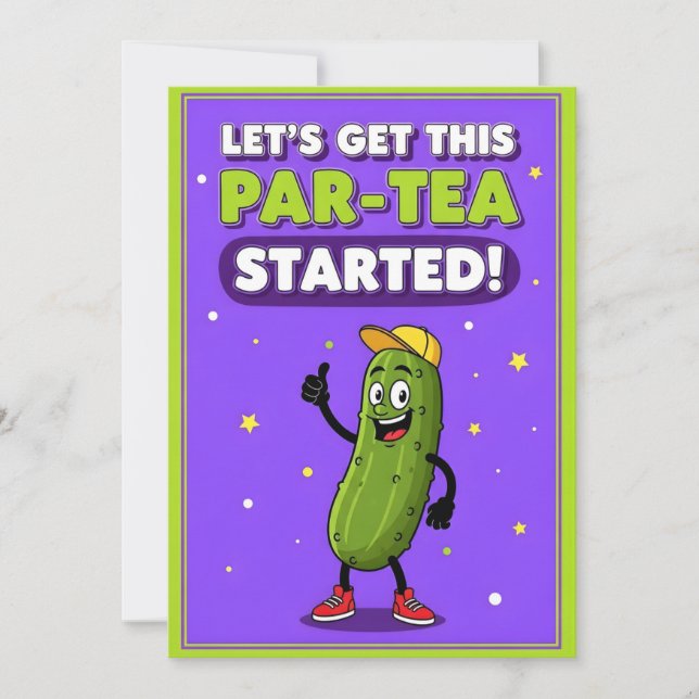 Tarjeta De Agradecimiento Let’s Get This Par-Tea funny pickle pun gift (Anverso)