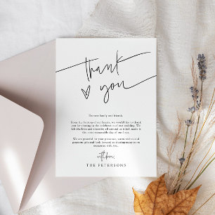 Tarjeta De Agradecimiento Letra a Mano Corazón Blanco Foto de Boda