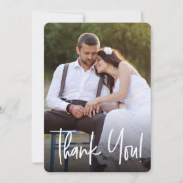 Tarjeta De Agradecimiento Letra a mano para bodas simples fotos personalizad