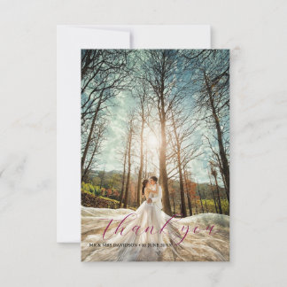 Tarjeta De Agradecimiento letra caligráfica foto de boda