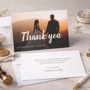 Tarjeta De Agradecimiento letra caligráfica foto de boda