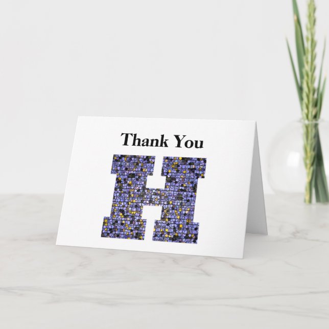 Tarjeta De Agradecimiento Letra de vidrio manchado H regalo Boda Gracias (Anverso)
