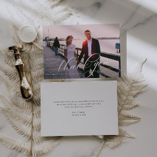 Tarjeta De Agradecimiento letra elegante caligrafía foto de boda