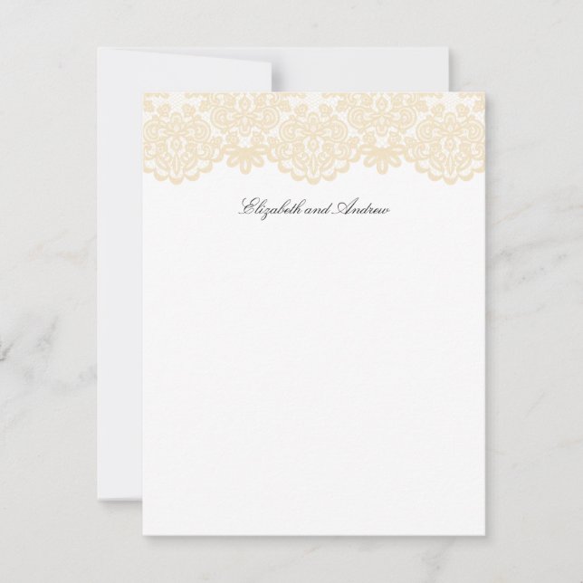 Tarjeta De Agradecimiento Letra elegante de encaje negro y dorado (Anverso)