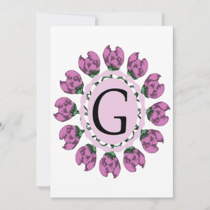 Tarjeta De Agradecimiento Letra mayúscula G monograma floral