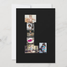 Tarjeta De Agradecimiento Letra negra y blanca L Collage de fotos