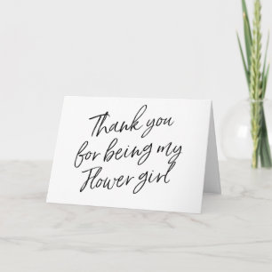 Tarjeta De Agradecimiento Letras a mano "Gracias por ser mi dama de flores"