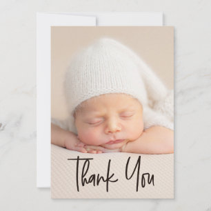 Tarjeta De Agradecimiento Letras a mano modernas Foto personalizada de baby 