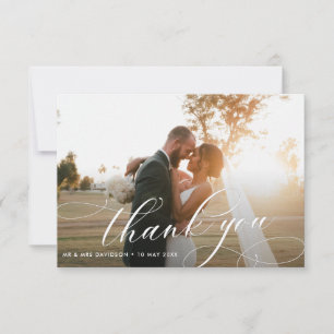 Tarjeta De Agradecimiento Letras de caligrafía estilizadas para boda