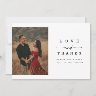 Tarjeta De Agradecimiento Letras de Caligrafía Moderna Fotografía de Boda