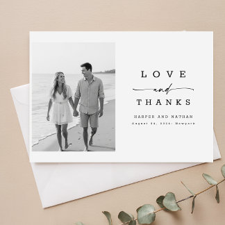 Tarjeta De Agradecimiento Letras de Caligrafía Moderna Fotografía de Boda