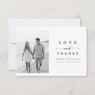 Tarjeta De Agradecimiento Letras de Caligrafía Moderna Fotografía de Boda