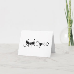 Tarjeta De Agradecimiento Letras de escritura elegante en negro y blanco Gra