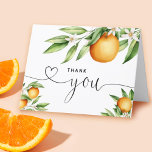 Tarjeta De Agradecimiento Letras de mano de rama floral para naranjas<br><div class="desc">Gracias a sus invitados por venir a su ocasión,  ya sea una ducha de bebé o un cumpleaños. Agrega tu mensaje en la parte de atrás o déjalo en blanco y escribe a mano un mensaje a tus invitados.</div>