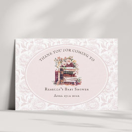 Tarjeta De Agradecimiento Letrero de bienvenida de peonía rosada para baby s