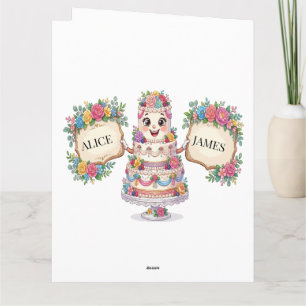 Tarjeta De Agradecimiento Letrero de Bienvenida de Torta de Boda Floral Pers