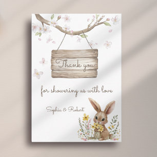 Tarjeta De Agradecimiento Letrero de madera de conejito Gracias Baby Shower