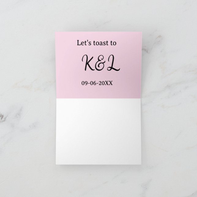 Tarjeta De Agradecimiento Let's toast to wedding engagement name letter pink (Interior)