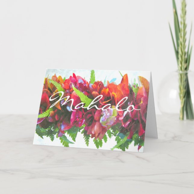 Tarjeta De Agradecimiento Leus de Mahalo Haku (Anverso)