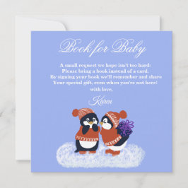 Tarjeta De Agradecimiento Libro de Baby Shower Penguin Winter Snow Birthday