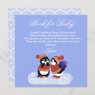 Tarjeta De Agradecimiento Libro de Baby Shower Penguin Winter Snow Birthday