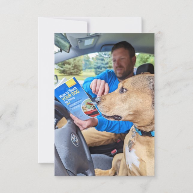 Tarjeta De Agradecimiento Libro de coche de conducción Funny Dog Photo Card (Anverso)