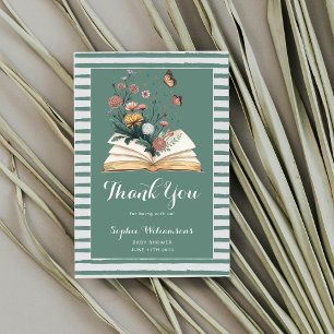 Tarjeta De Agradecimiento Libro de cuentos de nuevo capítulo Flores Ducha de